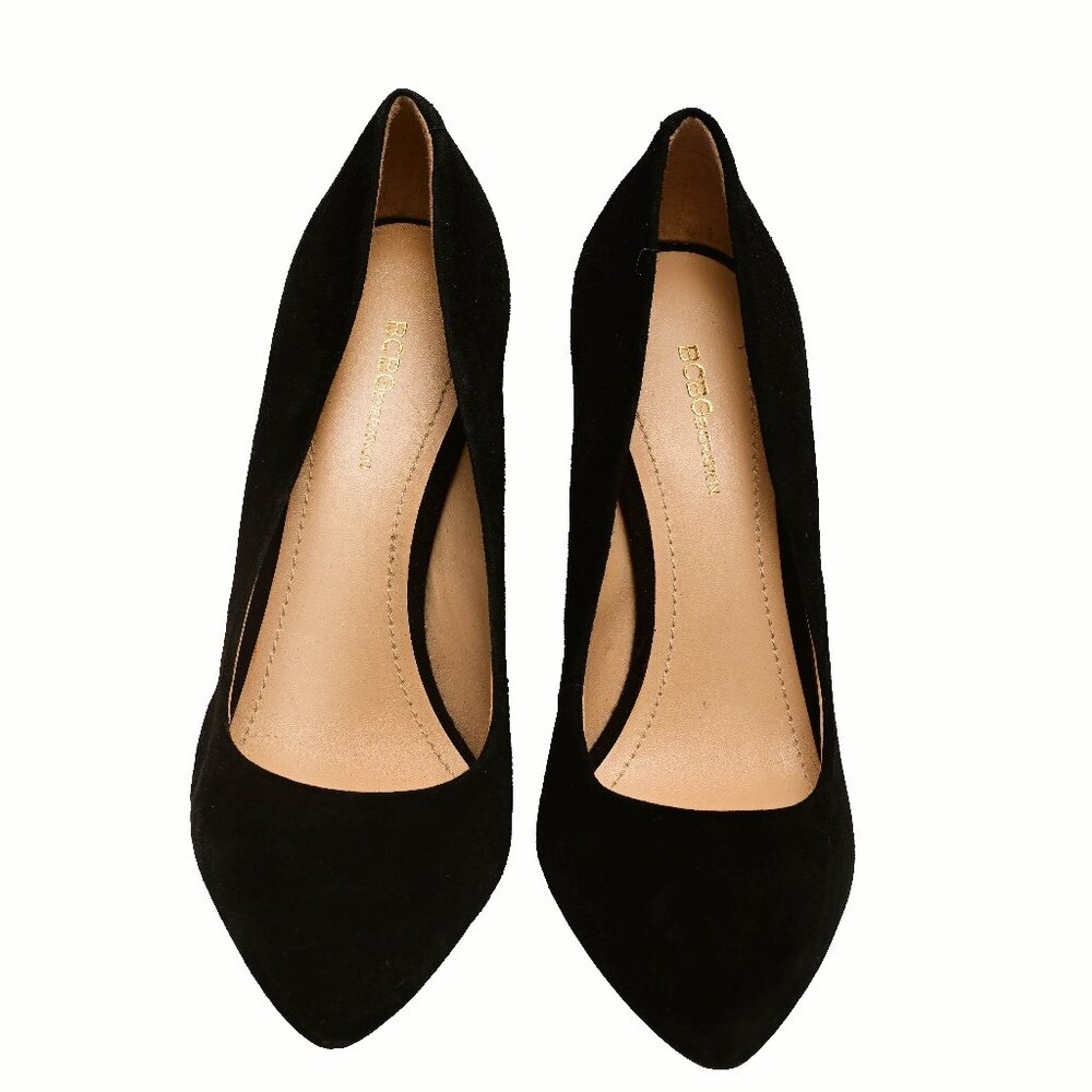BCBG Black Suede Leather Pumps with Block Heel 7.5 M - Picture 8 of 12